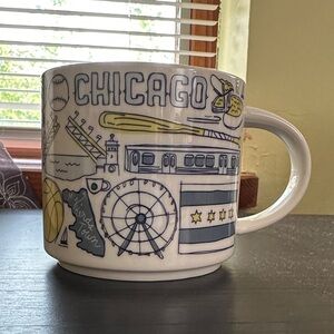 Starbucks Chicago Mug with Blue and Yellow Illustrations